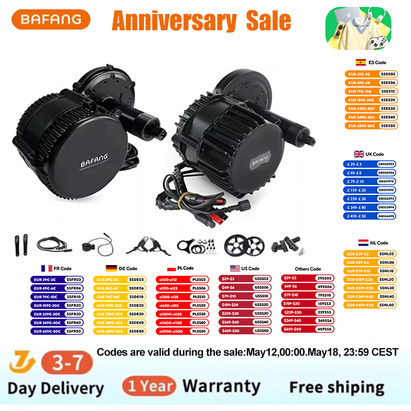 Side Hung Mid Drive Motor Kit - Bafang BBSHD 1000W 48V 68mm ミッドドライブモーター